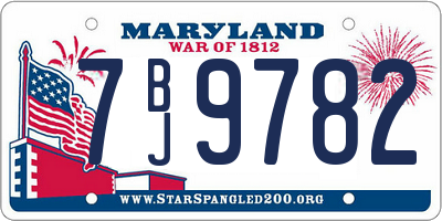 MD license plate 7BJ9782