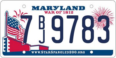 MD license plate 7BJ9783