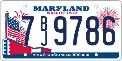 MD license plate 7BJ9786