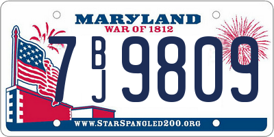 MD license plate 7BJ9809