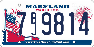 MD license plate 7BJ9814
