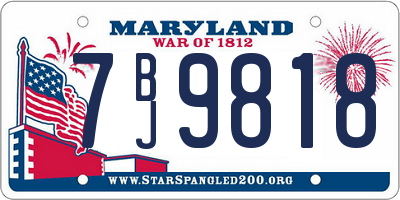 MD license plate 7BJ9818