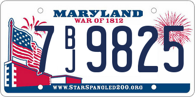 MD license plate 7BJ9825