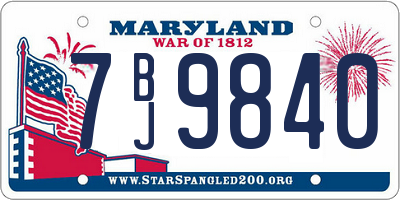MD license plate 7BJ9840