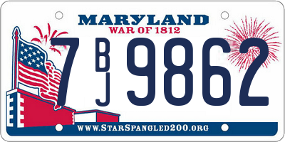 MD license plate 7BJ9862