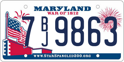 MD license plate 7BJ9863