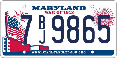 MD license plate 7BJ9865