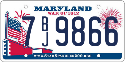 MD license plate 7BJ9866