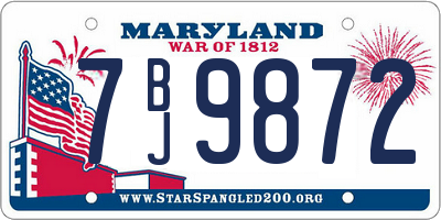 MD license plate 7BJ9872