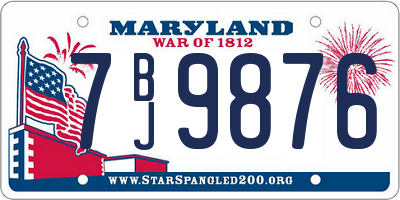 MD license plate 7BJ9876