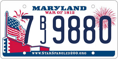 MD license plate 7BJ9880