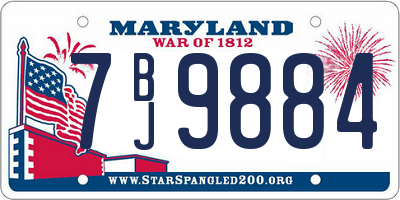MD license plate 7BJ9884