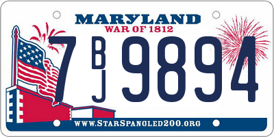 MD license plate 7BJ9894