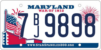 MD license plate 7BJ9898