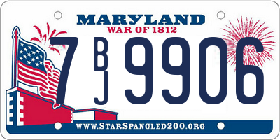 MD license plate 7BJ9906