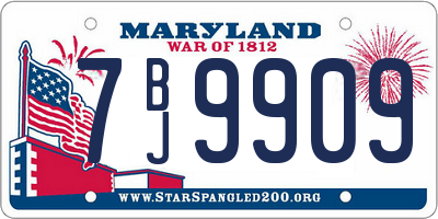 MD license plate 7BJ9909