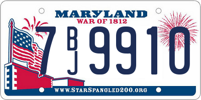 MD license plate 7BJ9910