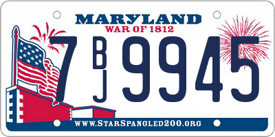 MD license plate 7BJ9945