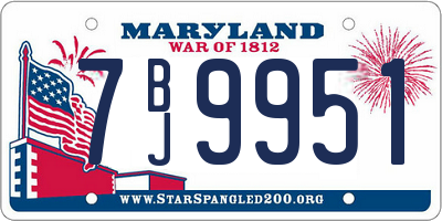 MD license plate 7BJ9951