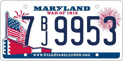 MD license plate 7BJ9953
