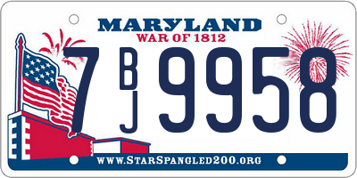 MD license plate 7BJ9958