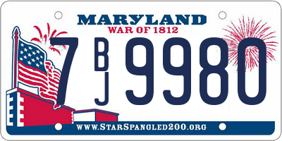 MD license plate 7BJ9980