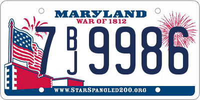 MD license plate 7BJ9986