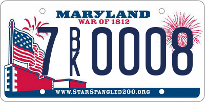 MD license plate 7BK0008