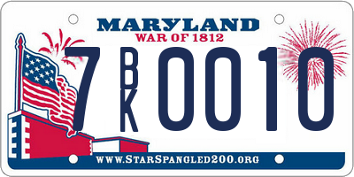 MD license plate 7BK0010