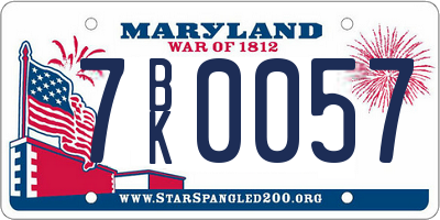 MD license plate 7BK0057