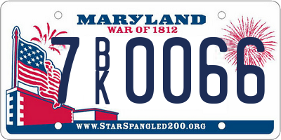 MD license plate 7BK0066