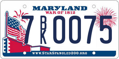 MD license plate 7BK0075