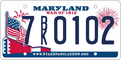 MD license plate 7BK0102