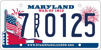 MD license plate 7BK0125
