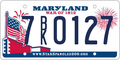 MD license plate 7BK0127