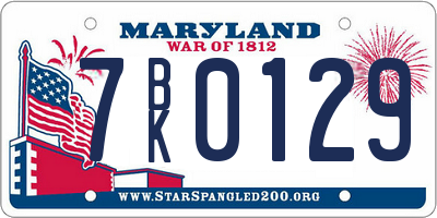 MD license plate 7BK0129