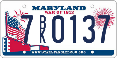 MD license plate 7BK0137