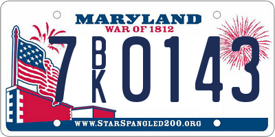 MD license plate 7BK0143