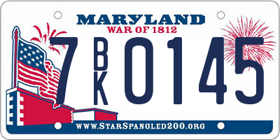 MD license plate 7BK0145