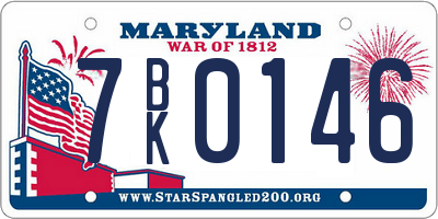 MD license plate 7BK0146