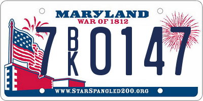 MD license plate 7BK0147