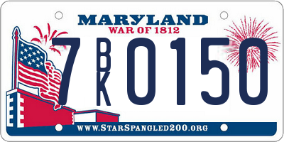 MD license plate 7BK0150