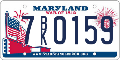 MD license plate 7BK0159