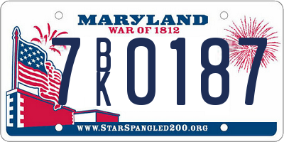 MD license plate 7BK0187