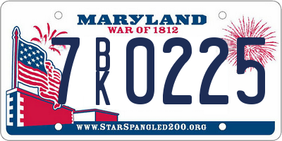 MD license plate 7BK0225