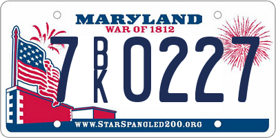 MD license plate 7BK0227