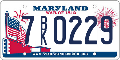 MD license plate 7BK0229