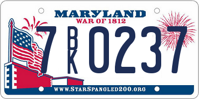 MD license plate 7BK0237
