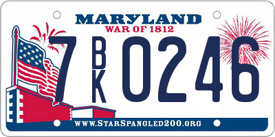 MD license plate 7BK0246