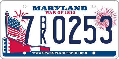 MD license plate 7BK0253